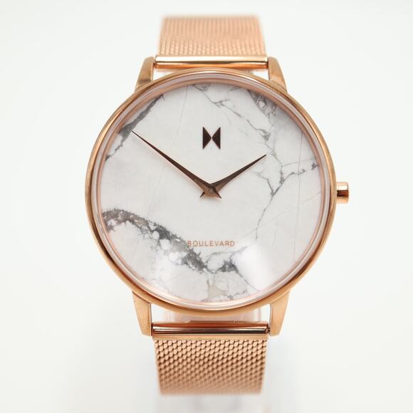 MVMT Women's Malibu Marble Watch 38mm Rose Gold Tone Mesh Strap w New Battery - Picture 5 of 14